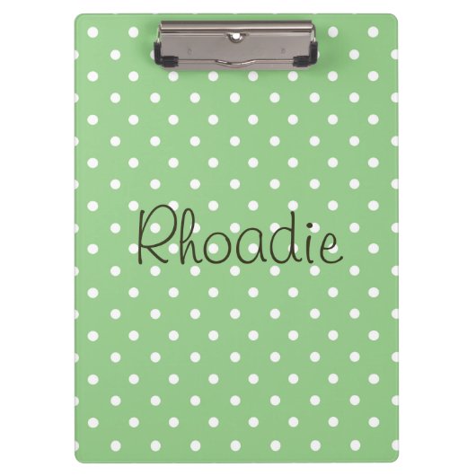 Polka Dots Green en White Klembord (Voorkant)
