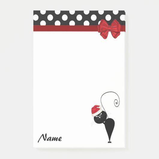Polka dots grillige grappige kerst kat monogram post-it® notes (Voorkant)