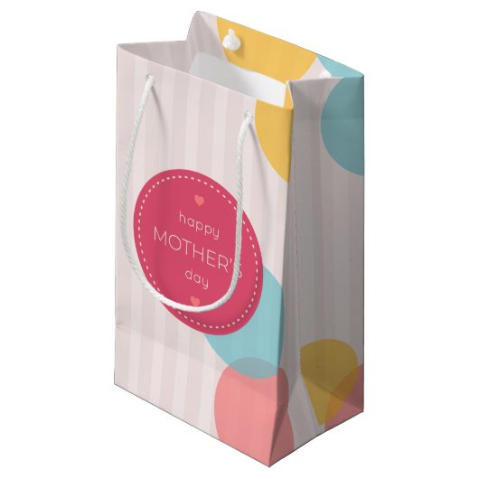 Polka Dots Happy Moederdag | Gift Bag Klein Cadeauzakje (Voorkant Gekanteld)