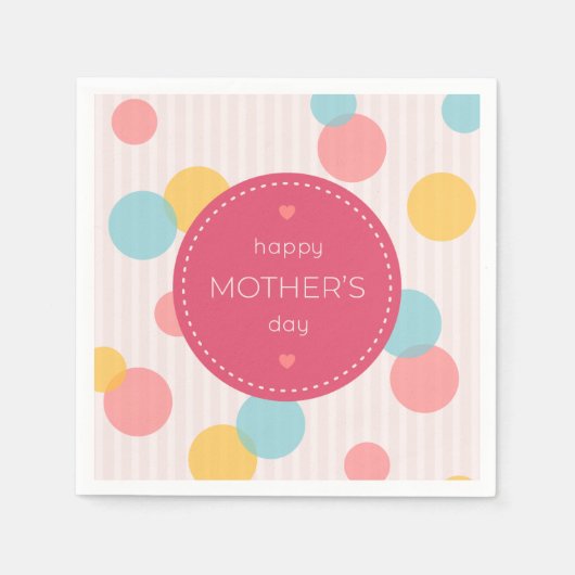 Polka Dots Happy Moederdag | Napkin Servet (Voorkant)