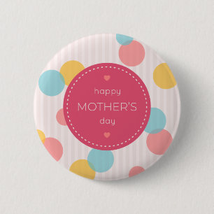 Polka Dots Happy Moederdag Pin-Button Ronde Button 5,7 Cm