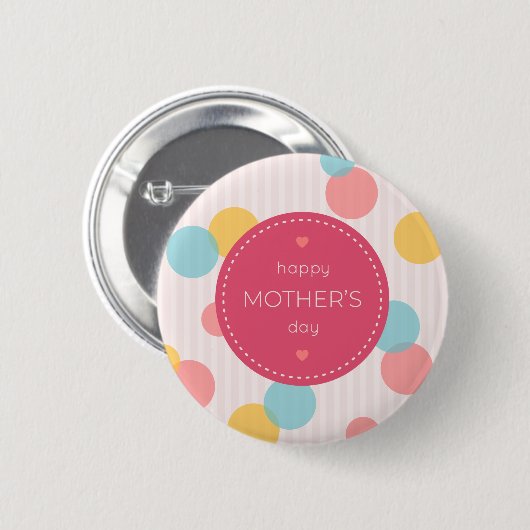 Polka Dots Happy Moederdag | Pin-Button Ronde Button 5,7 Cm (Voorkant /achterkant)