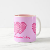 Polka Dots Hearts Tweekleurige Koffiemok (Voorkant rechts)