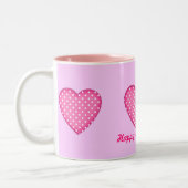 Polka Dots Hearts Tweekleurige Koffiemok (Links)