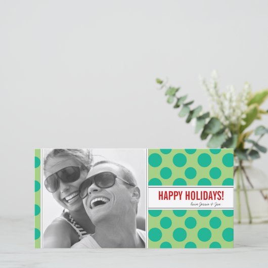 Polka Dots Holiday-fotokaart Feestdagenkaart (Staand voorkant)