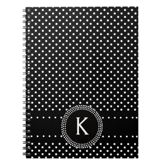 Polka Dots in Black and White met Mod Circle Notitieboek (Voorkant)