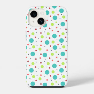 Polka Dots in Bright Green Blue roze grijs iPhone 14 Hoesje