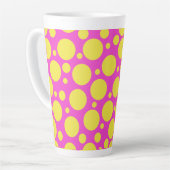 Polka Dots in Hot Pink en Geel Latte Mok (Linkerhoek)