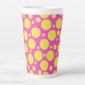 Polka Dots in Hot Pink en Geel Latte Mok (Voorkant)