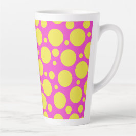 Polka Dots in Hot Pink en Geel Latte Mok