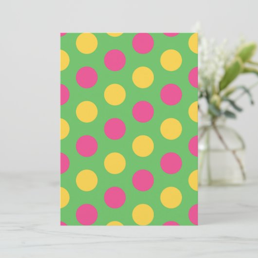 Polka Dots in Lime Green Hot Roze en Geel Kaart (Staand voorkant)