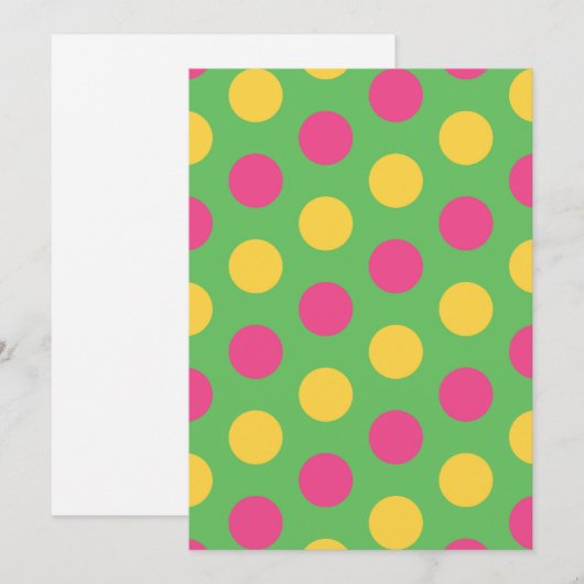 Polka Dots in Lime Green Hot Roze en Geel Kaart (Voorkant / Achterkant)
