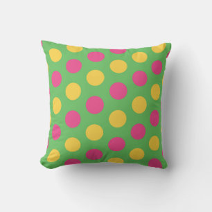 Polka Dots in Lime Green Hot Roze en Geel Kussen