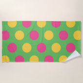 Polka Dots in Lime Green Hot Roze en Geel Strandlaken (Voorkant)