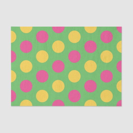 Polka Dots in Lime Green Hot Roze en Geel Tissuepapier (Voorkant)