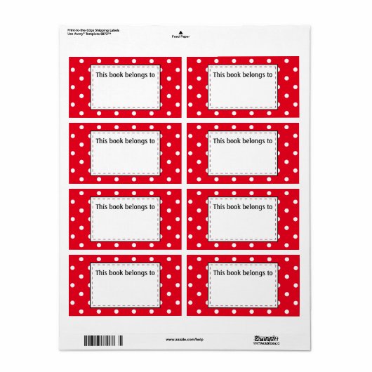 Polka Dots in rood en wit Etiket (Full Sheet)