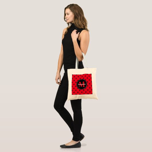 Polka Dots in rood en zwart Tote Bag (Voorkant (model))