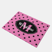 Polka Dots in Roze en Zwart Gepersonaliseerd Deurmat (Schuin)