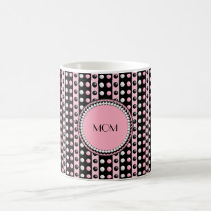 Polka dots in Stripes Monogrammed Mok