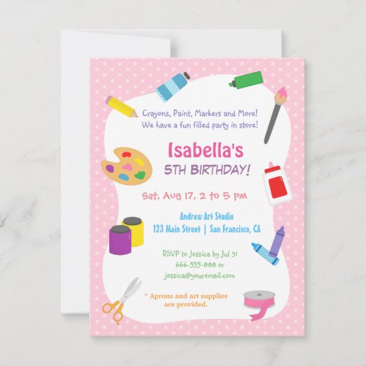 Polka Dots Kunst en Ambachten Kids Verjaardagsfees Kaart (Voorkant)