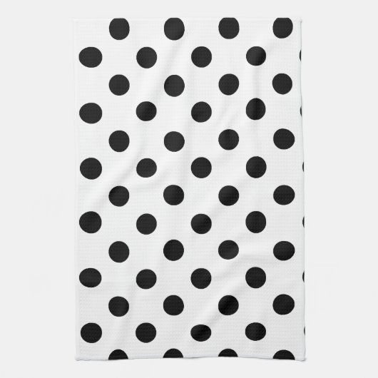 Polka Dots Large - Black on White Theedoek (Verticaal)