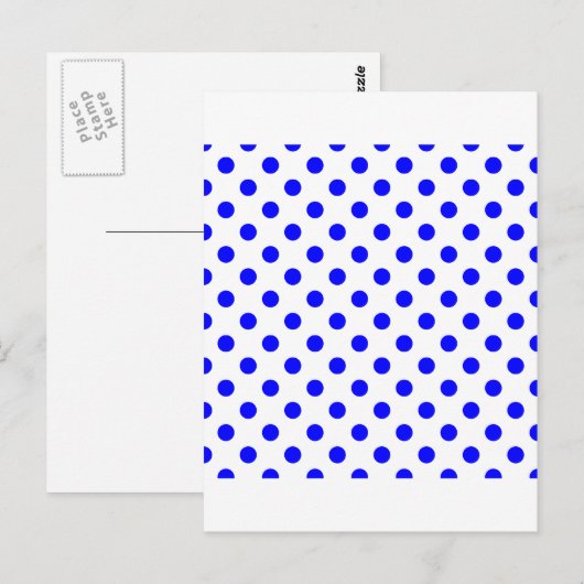 Polka Dots Large - Blue on White Briefkaart (Voorkant / Achterkant)