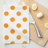 Polka Dots Large - Dark Sinaasappel on White Theedoek (Quarter Fold)