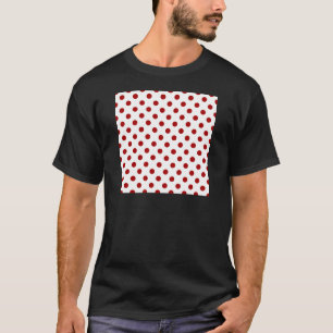 Polka Dots Large - Dark Snoep Apple Red on White T-shirt