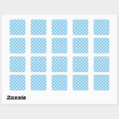 Polka Dots Large - Wit op Baby Blue Vierkante Sticker (Vel)