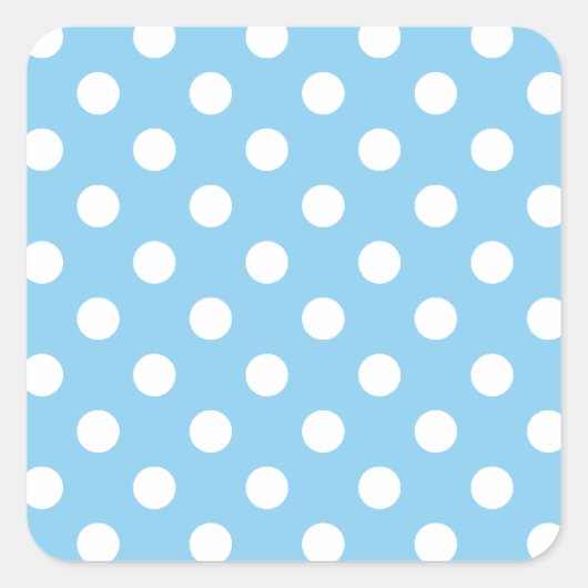 Polka Dots Large - Wit op Baby Blue Vierkante Sticker (Voorkant)