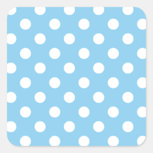 Polka Dots Large - Wit op Baby Blue Vierkante Sticker