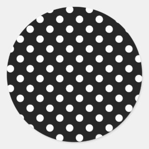 Polka Dots Large - Wit op Zwart Ronde Sticker