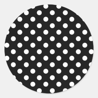 Polka Dots Large - Wit op Zwart Ronde Sticker
