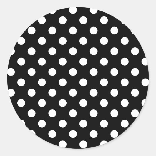 Polka Dots Large - Wit op Zwart Ronde Sticker (Voorkant)