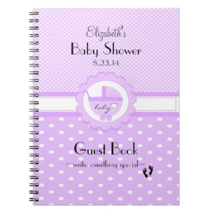Polka Dots-Lavender Baby shower Guest Book- Notitieboek