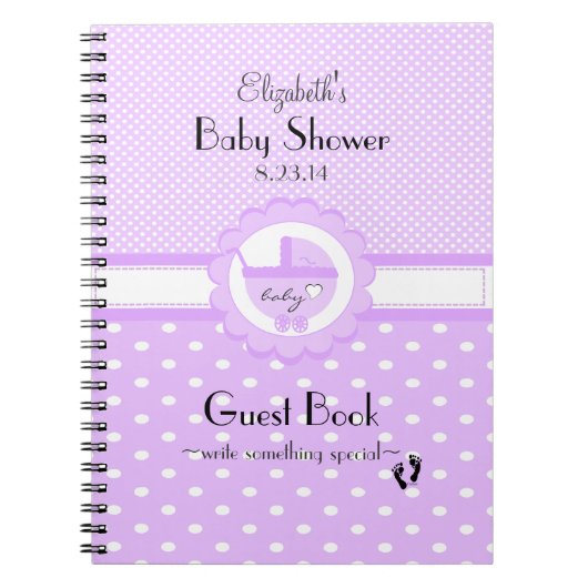 Polka Dots-Lavender Baby shower Guest Book- Notitieboek (Voorkant)
