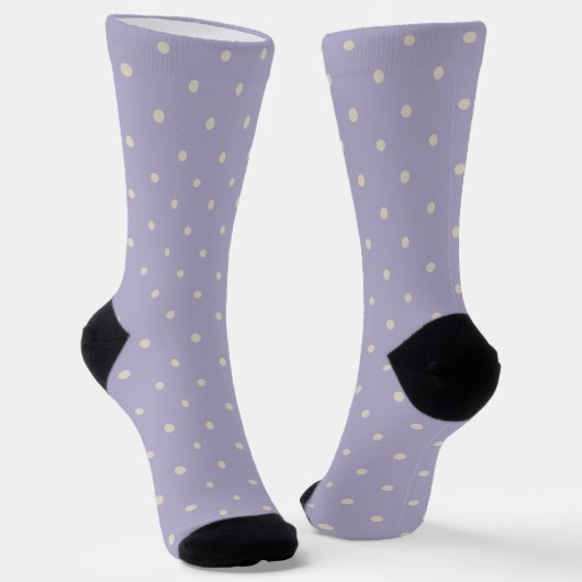 Polka Dots Lavender Cream Polka Pattern Sokken (Gebogen)