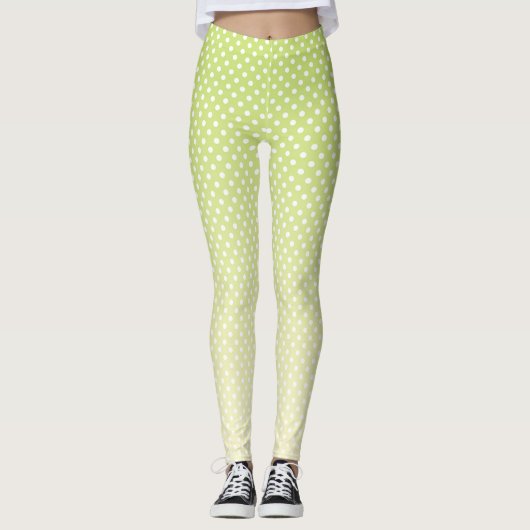 Polka Dots Lemon Green Gradient Leggings (Voorkant)