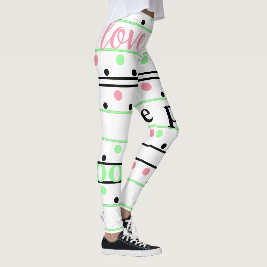 Polka Dots Love Monogram Initiaal Leggings (Rechts)