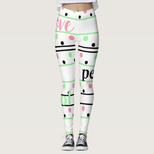 Polka Dots Love Monogram Initiaal Leggings (Voorkant)