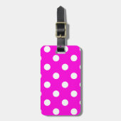 Polka dots magenta #FF00DC Bagagelabel (Voorkant verticaal)