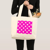 Polka dots magenta #FF00DC Grote Tote Bag (Voorkant (product))