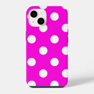 Polka dots magenta #FF00DC Hoesje-Mate iPhone Case 14 Hoesje