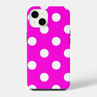 Polka dots magenta #FF00DC iPhone 14 Hoesje