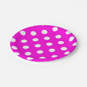 Polka dots magenta #FF00DC Party Bord