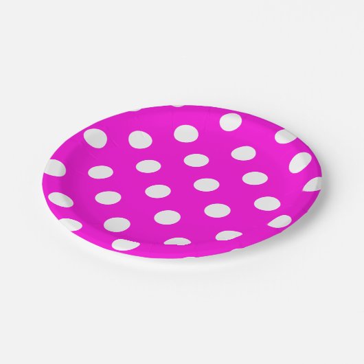 Polka dots magenta #FF00DC Party Bord (Gekanteld)