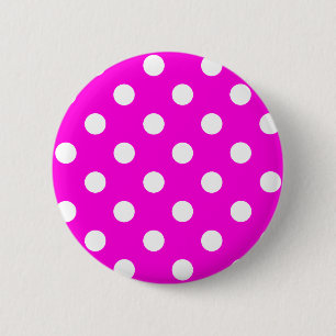 Polka dots magenta #FF00DC Ronde Button 5,7 Cm