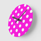 Polka dots magenta #FF00DC Ronde Klok (Hoek)