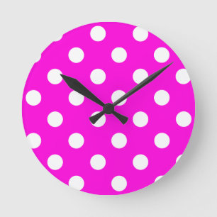 Polka dots magenta #FF00DC Ronde Klok