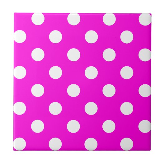 Polka dots magenta #FF00DC Tegeltje (Voorkant)